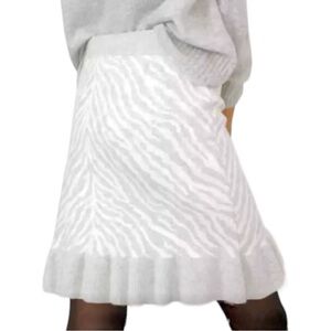 Dolan Left Coast (Anthropologie) Zebra Ruffle Knit Skirt in Grey/White